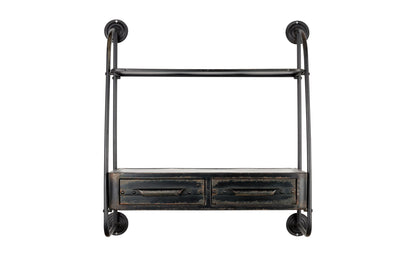 Nancy's Highland City Wandplank - Wandrek - Zwart - Staal - ± 25 x 80 x 85 cm