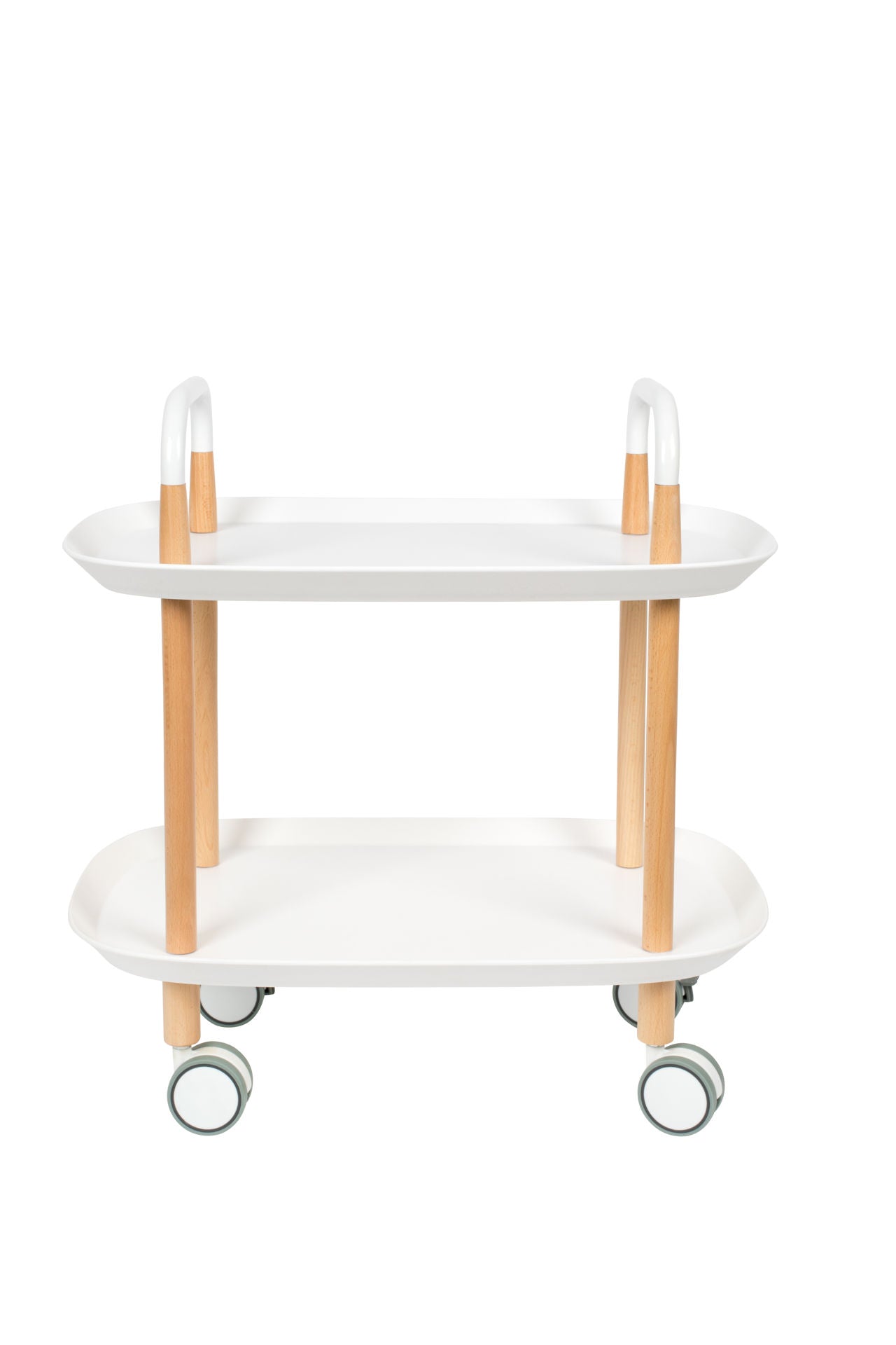 Nancy's Tanaina Trolley - Industrieel - Wit- Polypropyleen, Hout, IJzer - 57,5 cm x 57,5 cm x 37 cm