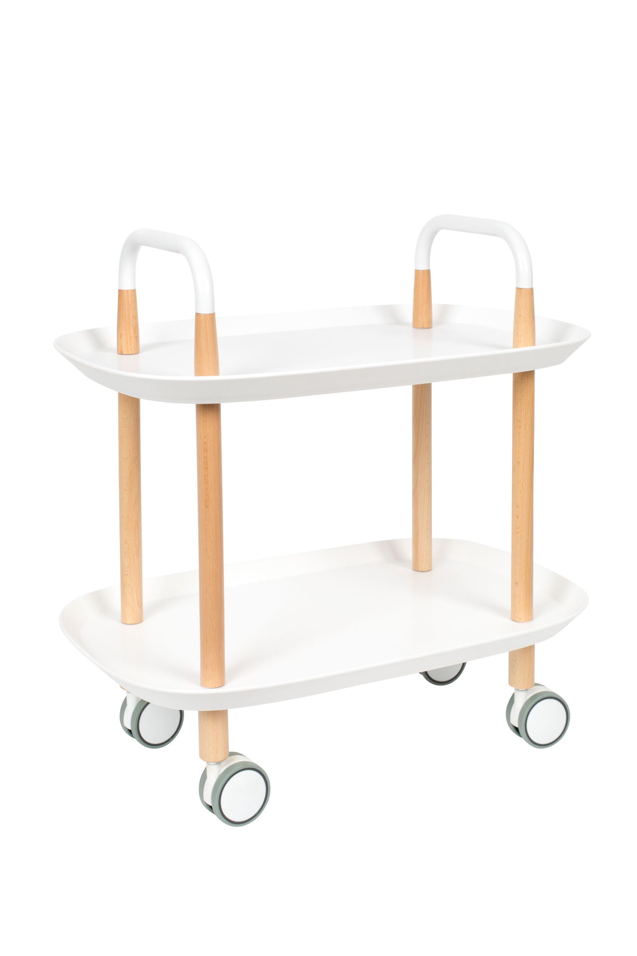 Nancy's Tanaina Trolley - Industrieel - Wit- Polypropyleen, Hout, IJzer - 57,5 cm x 57,5 cm x 37 cm