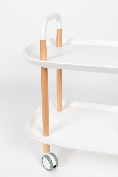 Nancy's Tanaina Trolley - Industrial - White - Polypropylene, Wood, Iron - 57.5 cm x 57.5 cm x 37 cm