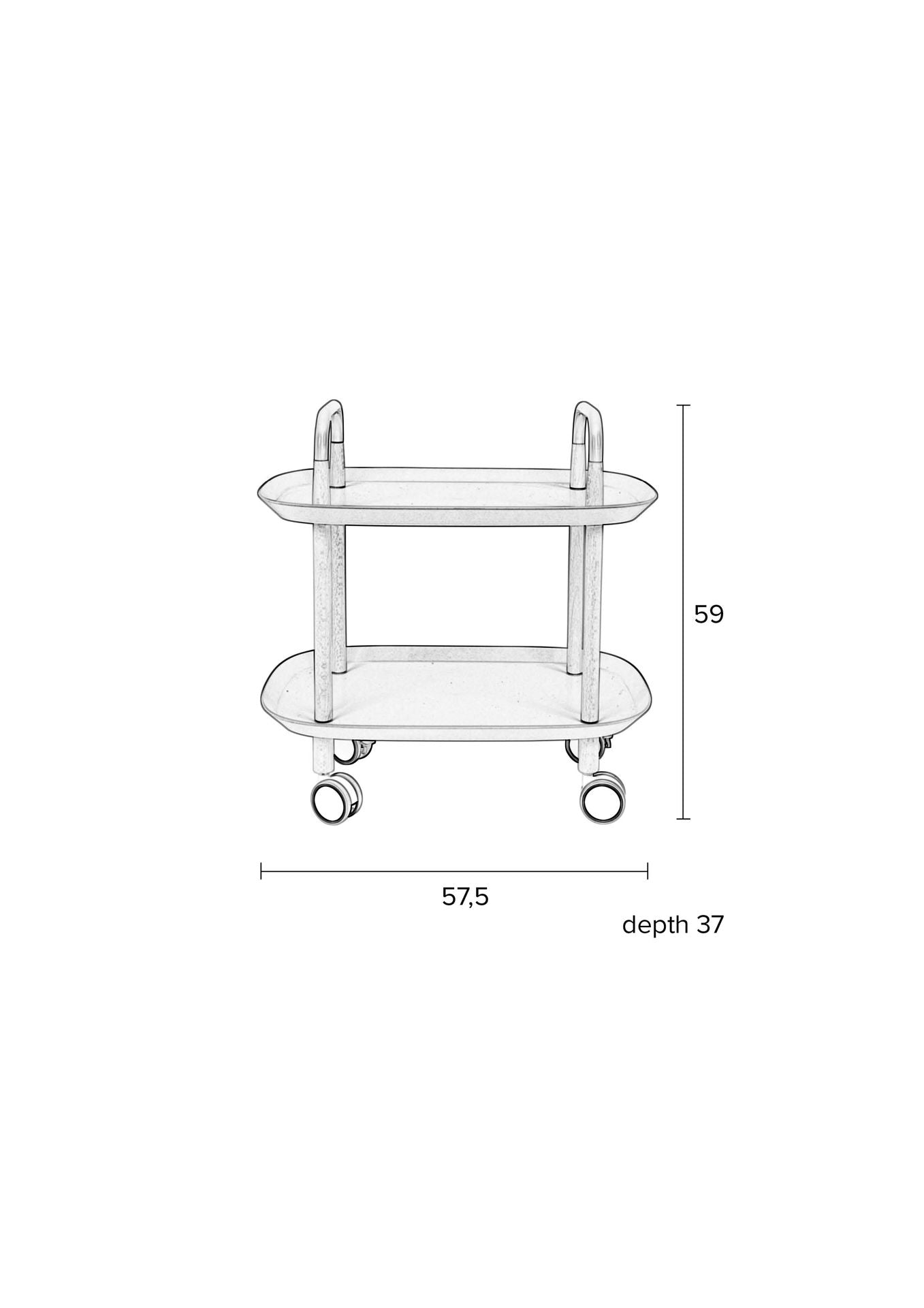 Chariot Tanaina de Nancy - Industriel - Blanc - Polypropylène, Bois, Fer - 57,5 ​​cm x 57,5 ​​cm x 37 cm