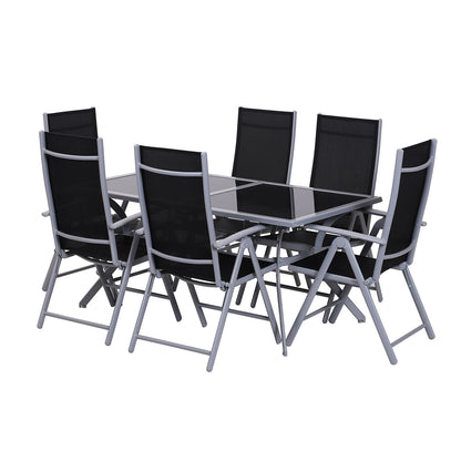 Nancy's Rouen Tuinset voor 6 personen - Tuintafel - Tuinstoelen - 7-delige set - Zwart