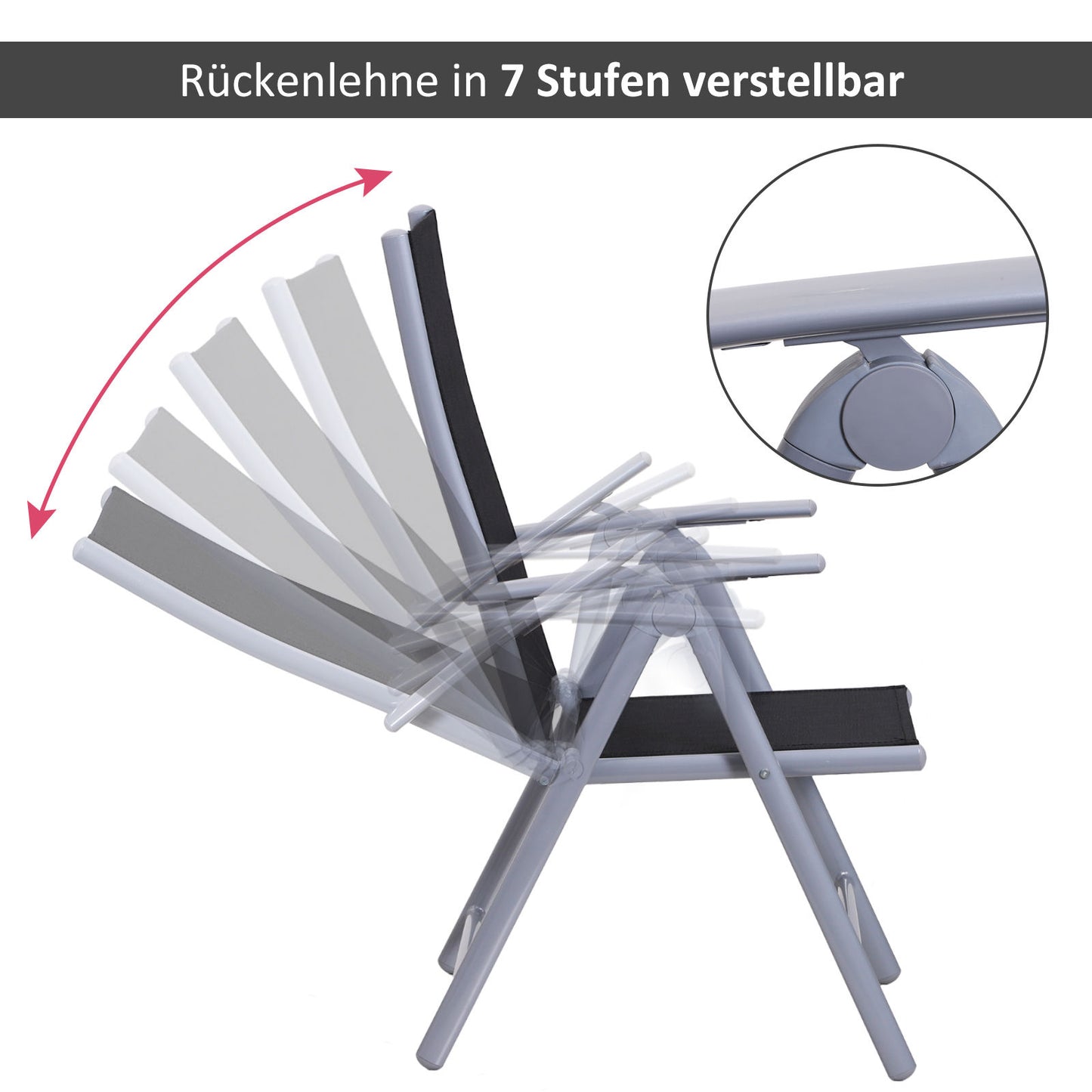 Nancy's Rouen Tuinset voor 6 personen - Tuintafel - Tuinstoelen - 7-delige set - Zwart