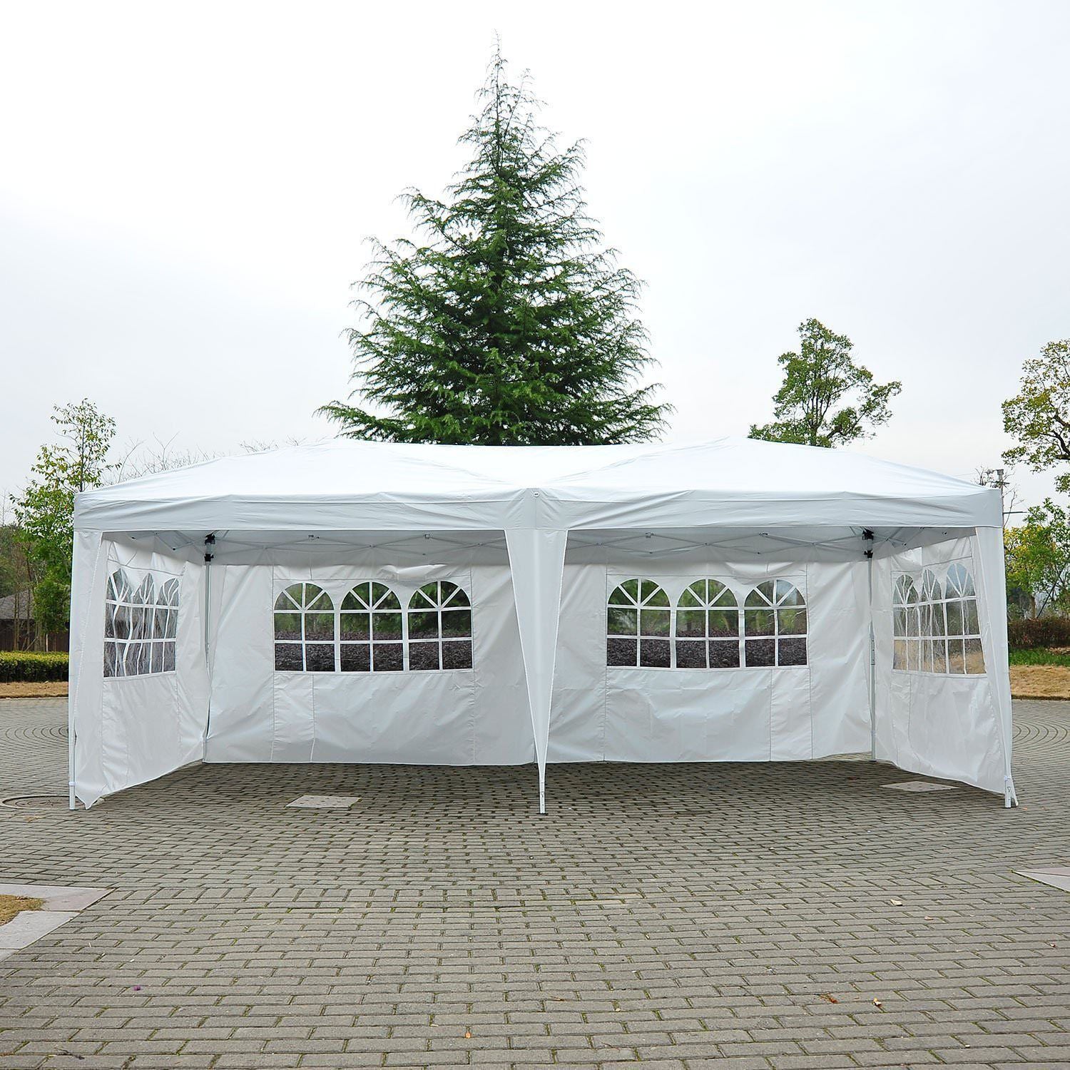 Nancy's Six Mens Folding Pavilion Party Tent - Wit - Staal, Stof - 232,68 cm x 116,93 cm x 100,39 cm