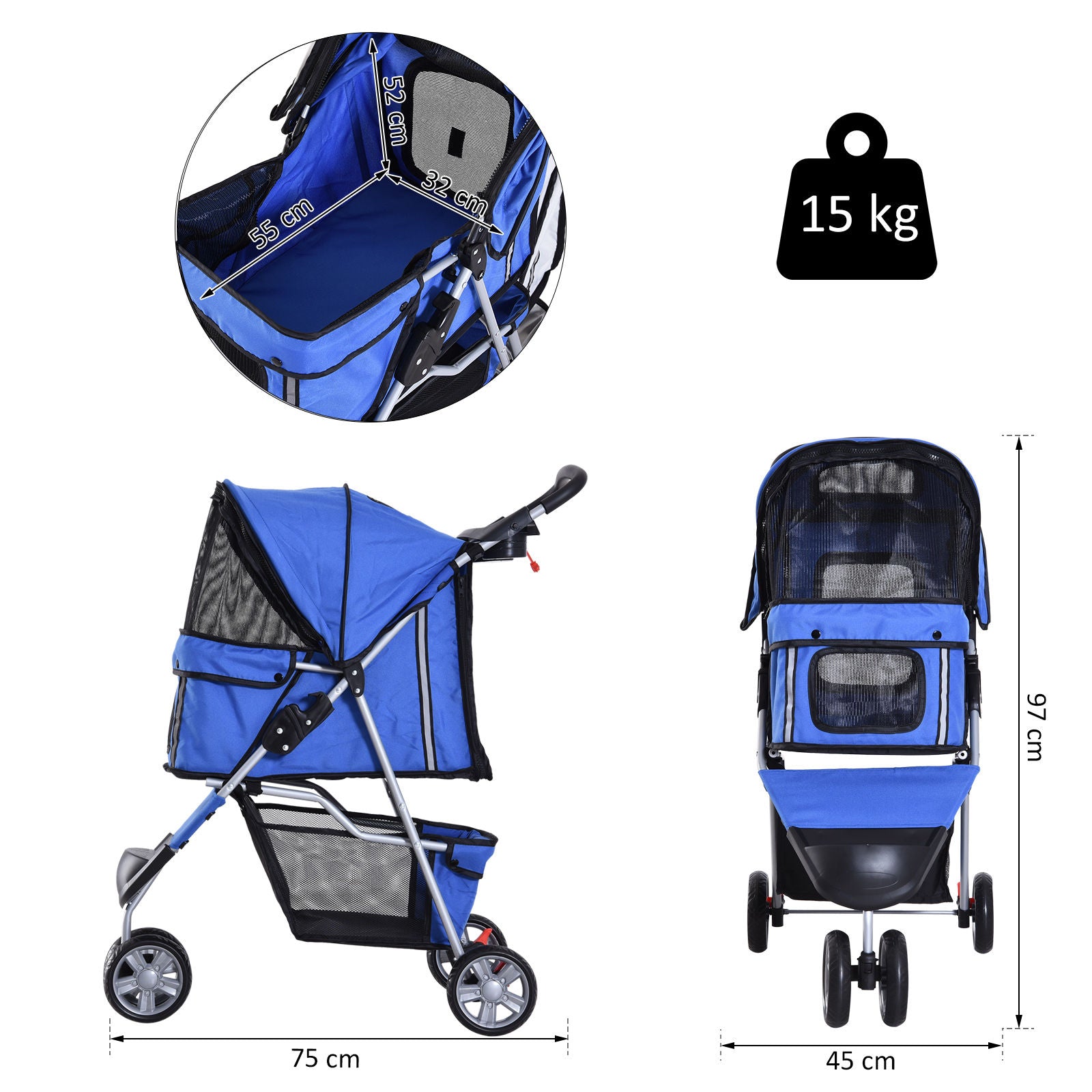 Nancy's The Chair Honden buggy honden katten veelkleurig blauw