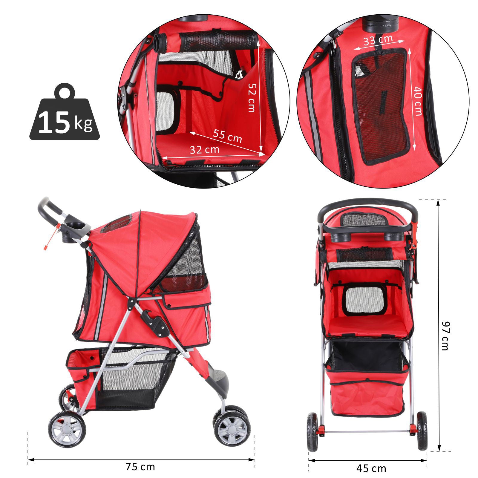 Nancy's The Garden Honden buggy honden katten veelkleurig rood