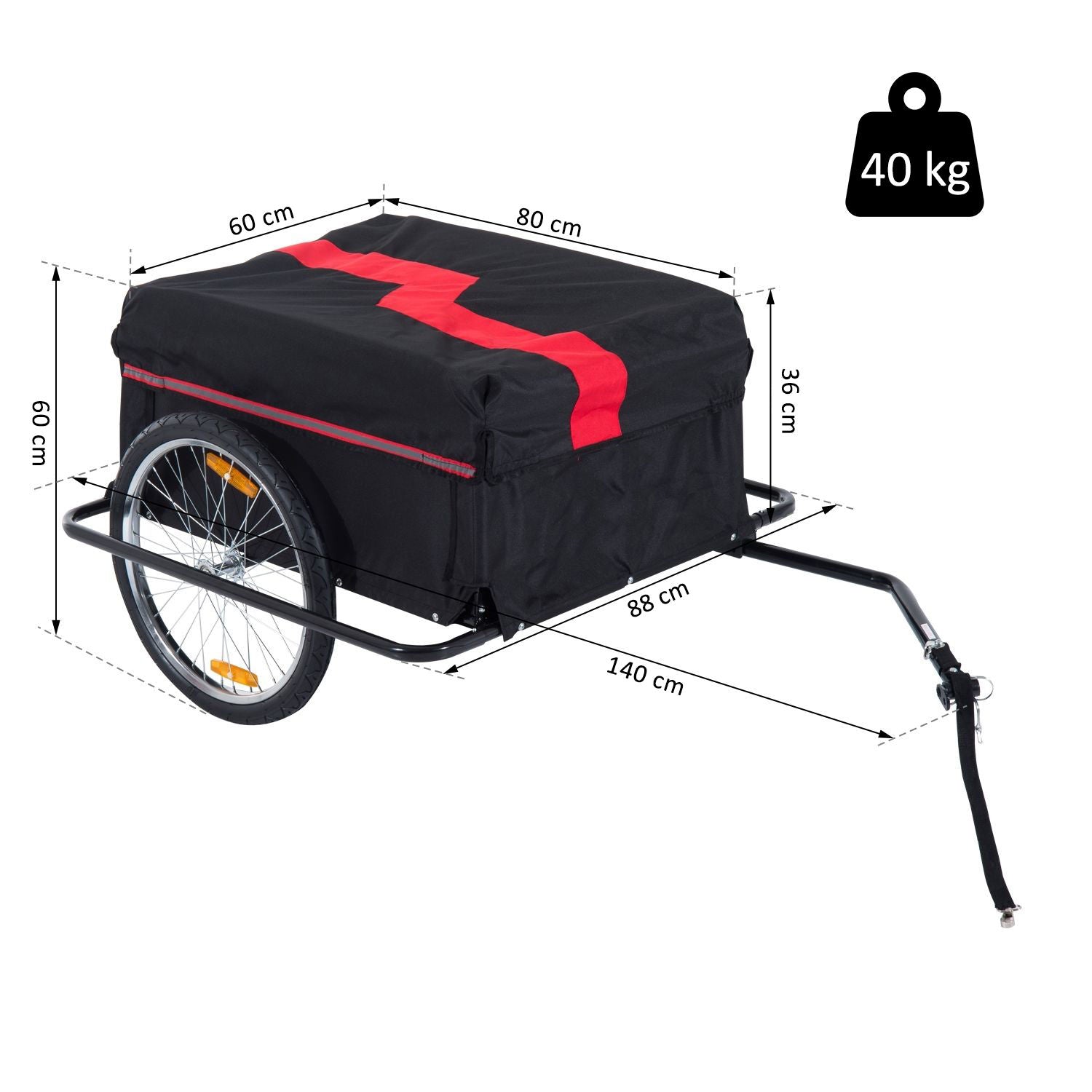 Nancy's The Valley Transport Trailer Voor Fietsen - Rood, Zwart - Stof, Staal