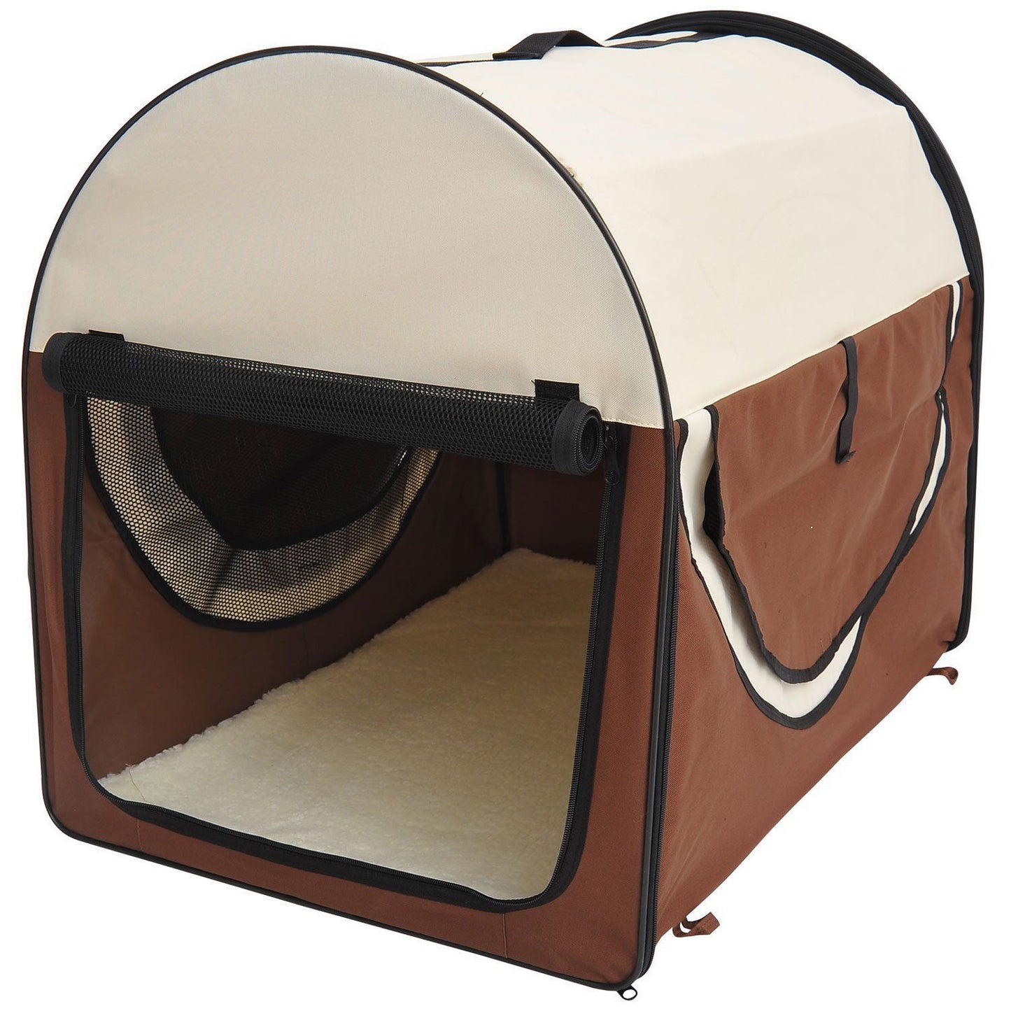 Nancy's Welches Foldable Dog Transport Box - Brown - Fabric, PVC, Steel - 27.56 cm x 20.08 cm x 23.23 cm