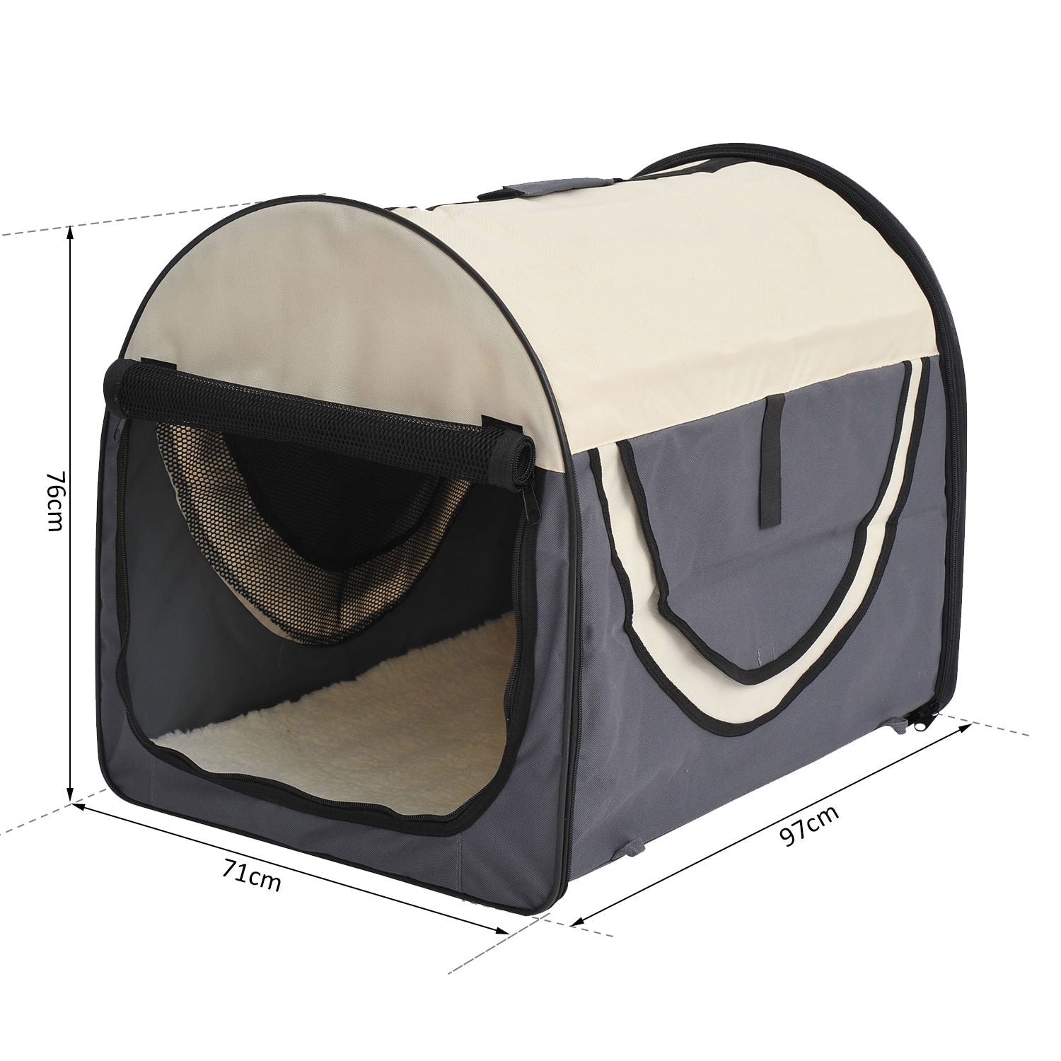 Nancy's White Hill Opvouwbare Hondentransportbox - Grijs - Stof, Pvc, Staal - 38,19 cm x 27,95 cm x 29,92 cm