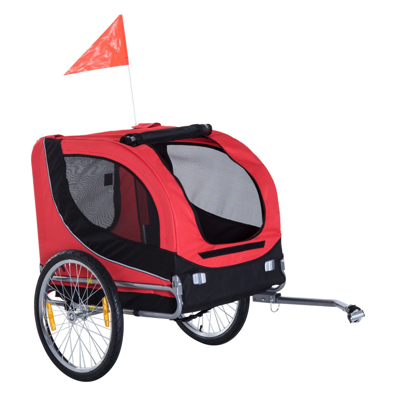 Nancy's Woodbourne Fietskar - Hondenkar - Tot 20 KG Draagvermogen - Rood / Zwart - ± 130 x 75 x 90 cm