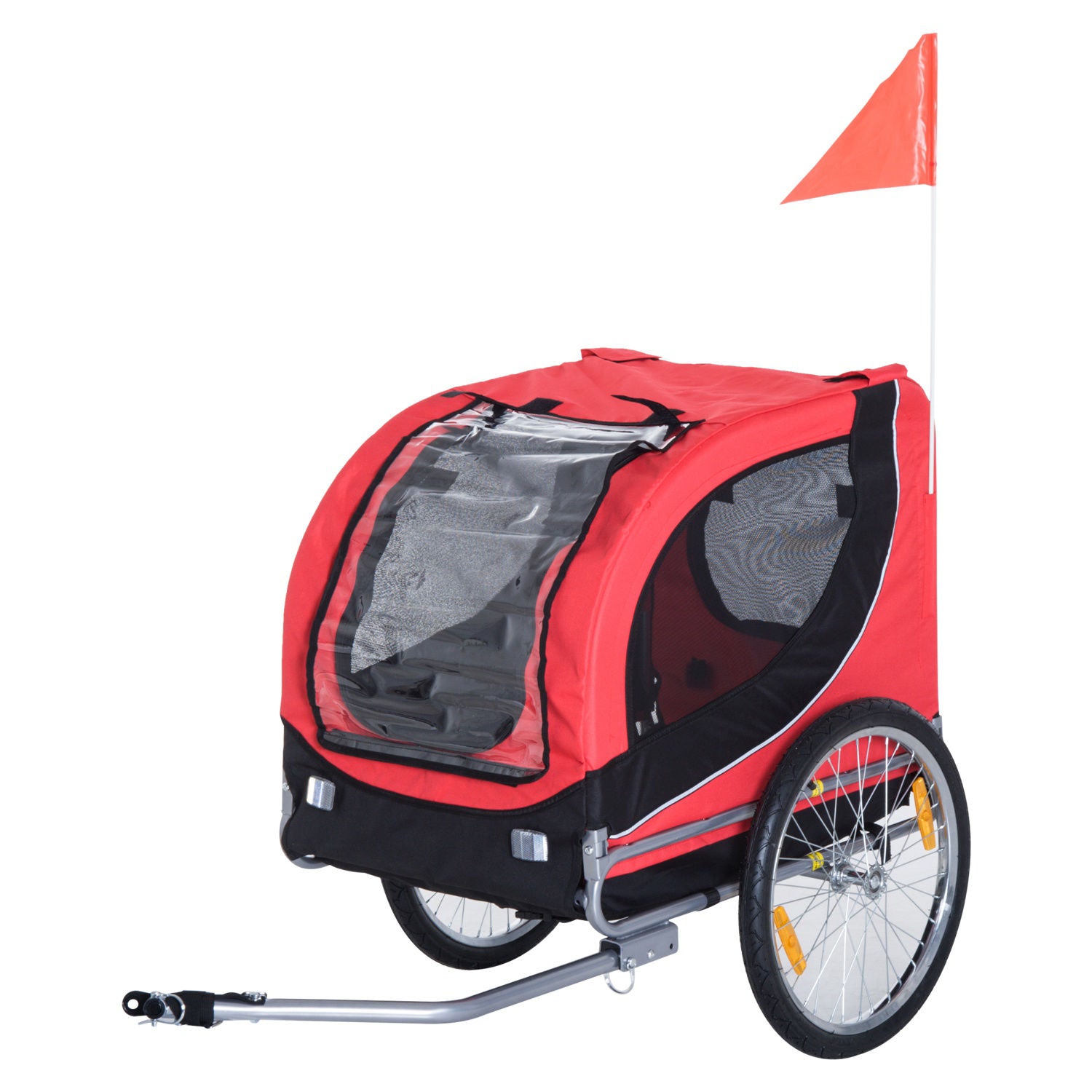 Nancy's Woodbourne Fietskar - Hondenkar - Tot 20 KG Draagvermogen - Rood / Zwart - ± 130 x 75 x 90 cm