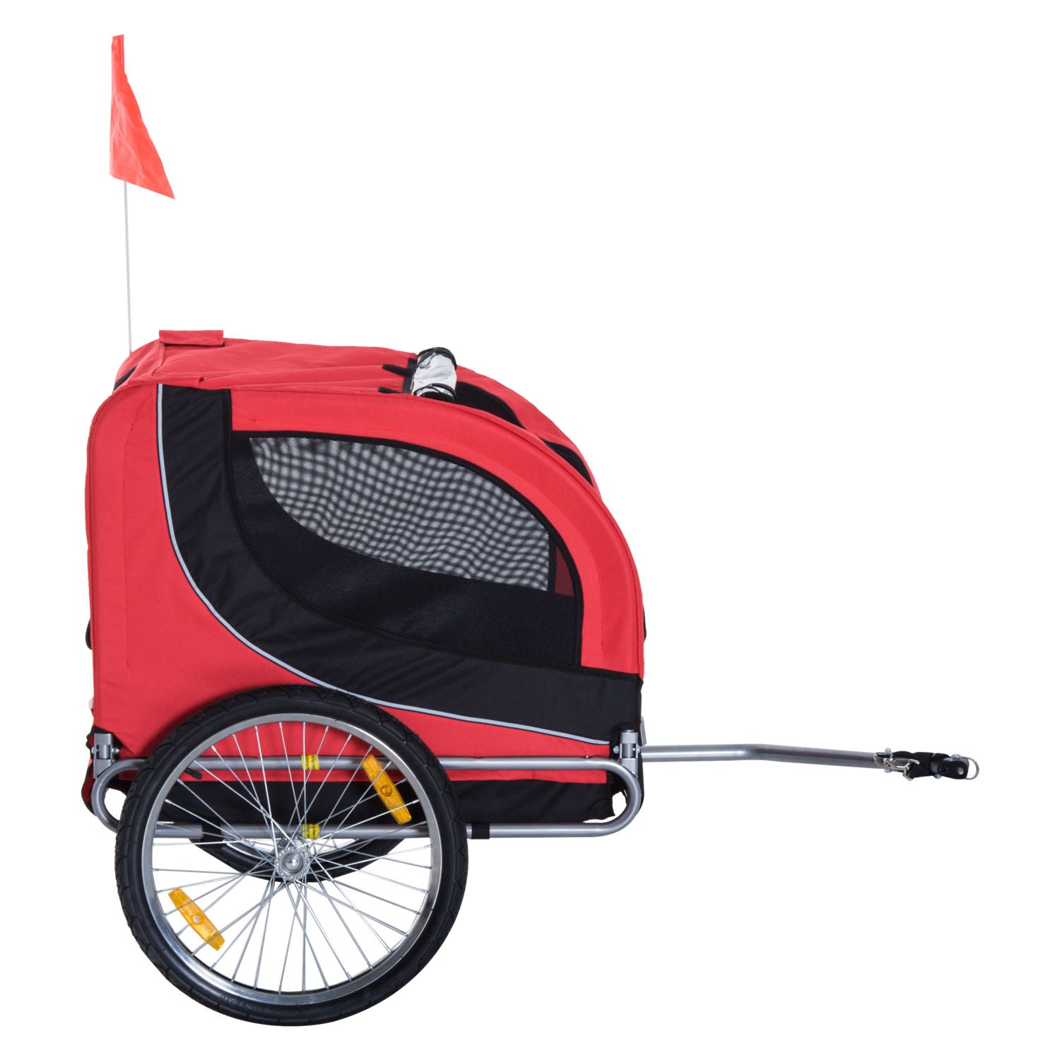 Nancy's Woodbourne Fietskar - Hondenkar - Tot 20 KG Draagvermogen - Rood / Zwart - ± 130 x 75 x 90 cm