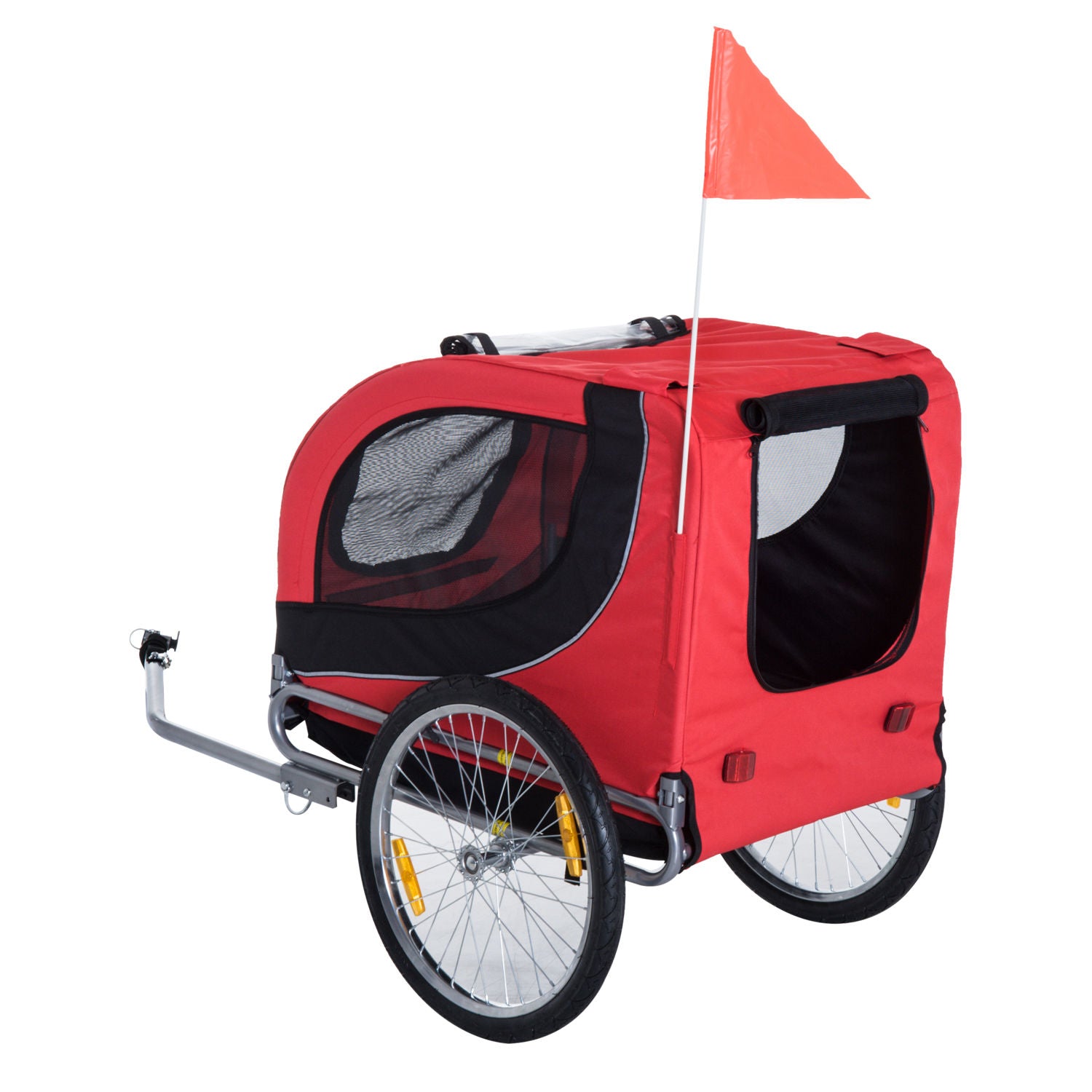 Nancy's Woodbourne Fietskar - Hondenkar - Tot 20 KG Draagvermogen - Rood / Zwart - ± 130 x 75 x 90 cm