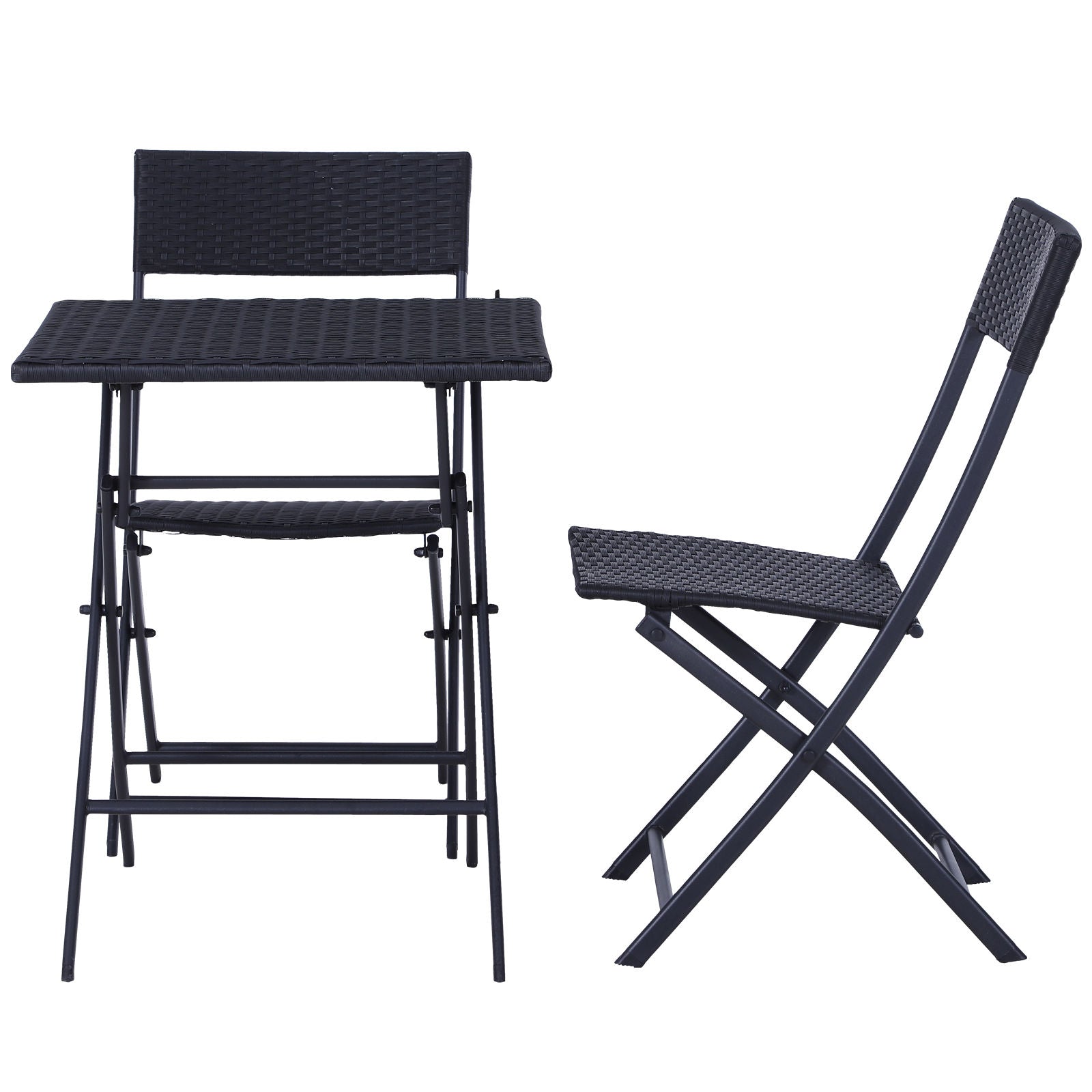 Nancy's Actun Neko Polyrattan Bistroset voor 2 personen - Zitgroep rotan tuinset zwart