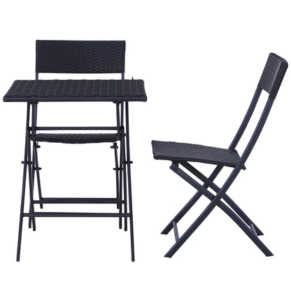 Nancy's Actun Neko Polyrattan Bistroset voor 2 personen - Zitgroep rotan tuinset zwart