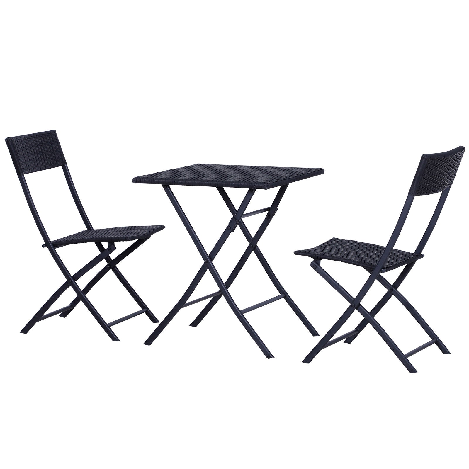 Nancy's Actun Neko Polyrattan Bistroset voor 2 personen - Zitgroep rotan tuinset zwart