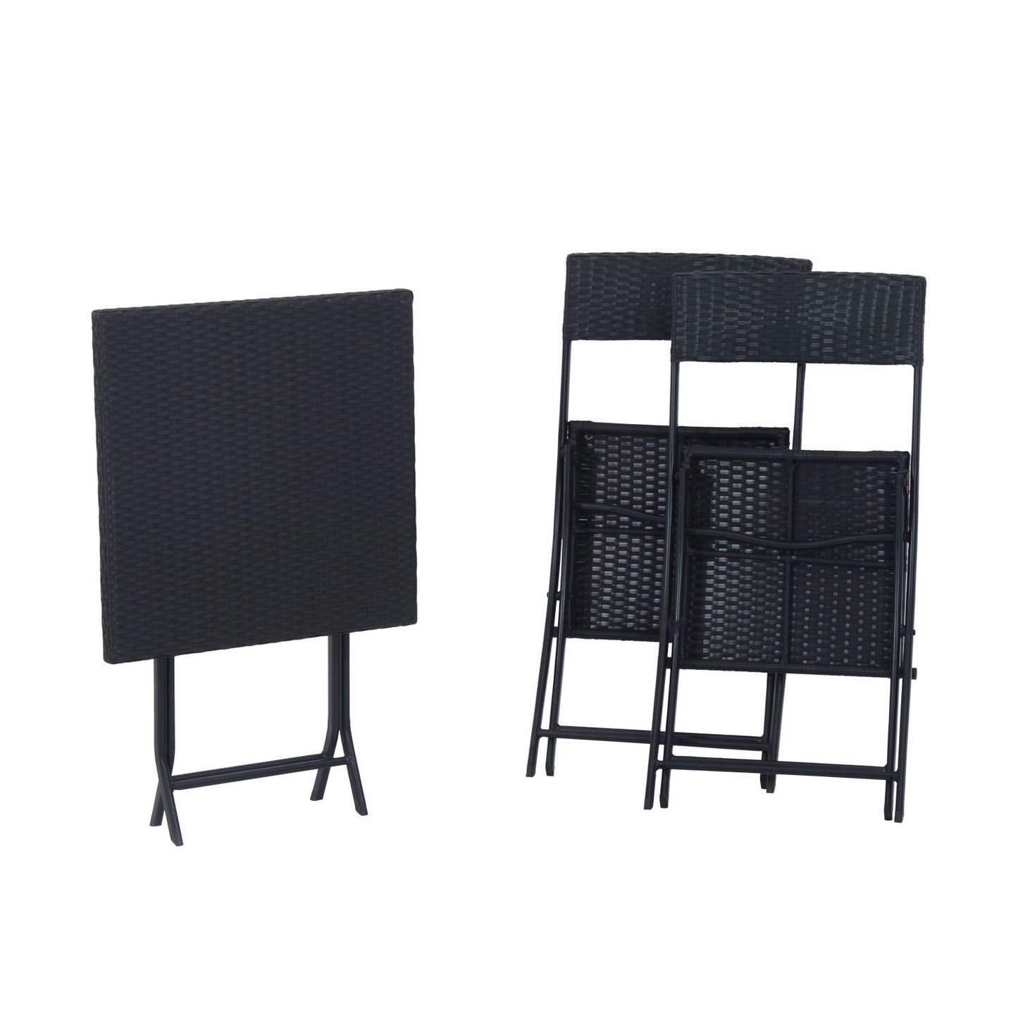 Nancy's Actun Neko Polyrattan Bistroset voor 2 personen - Zitgroep rotan tuinset zwart