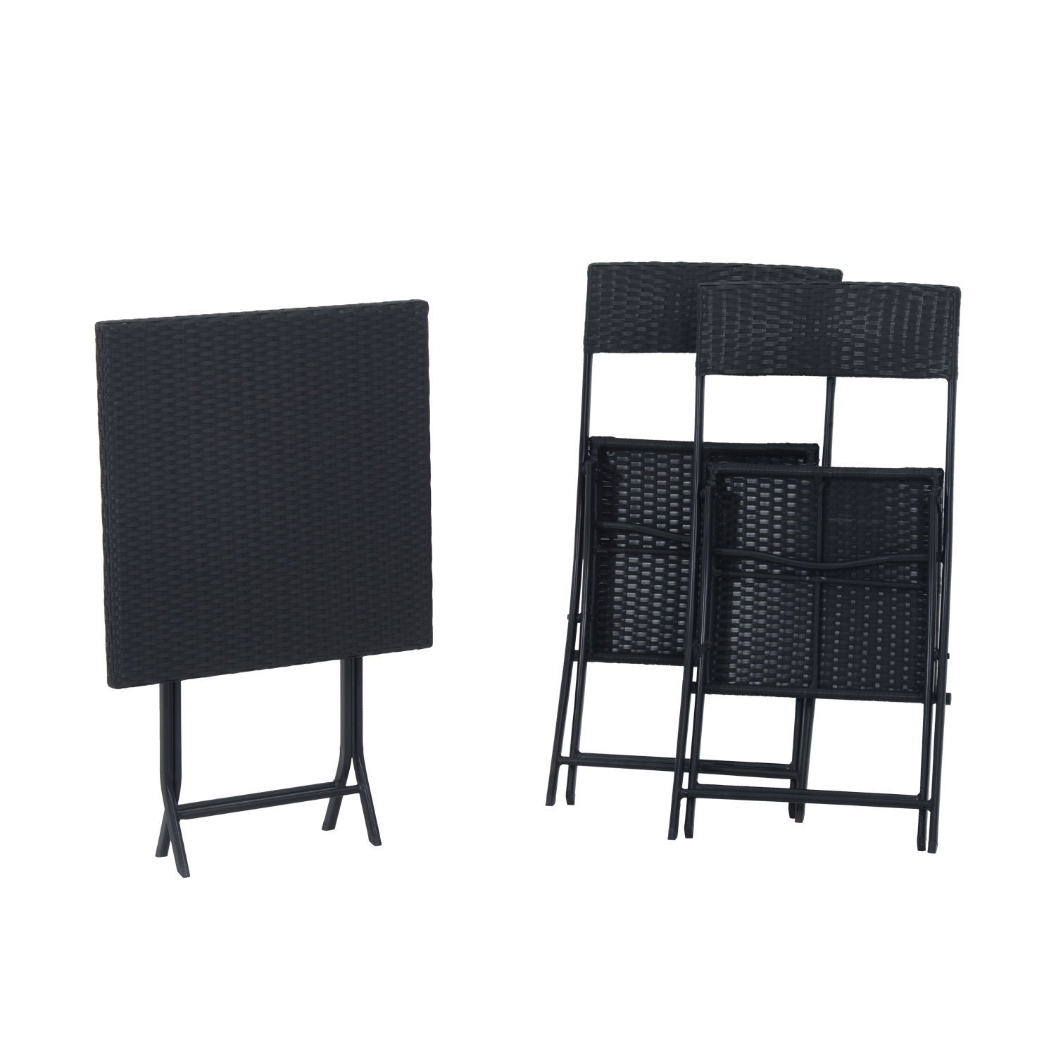 Nancy's Actun Neko Polyrattan Bistroset voor 2 personen - Zitgroep rotan tuinset zwart
