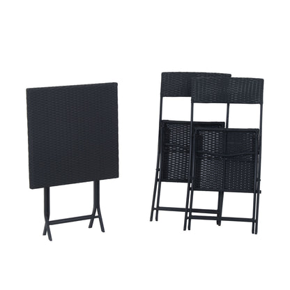 Nancy's Actun Neko Polyrattan Bistroset voor 2 personen - Zitgroep rotan tuinset zwart