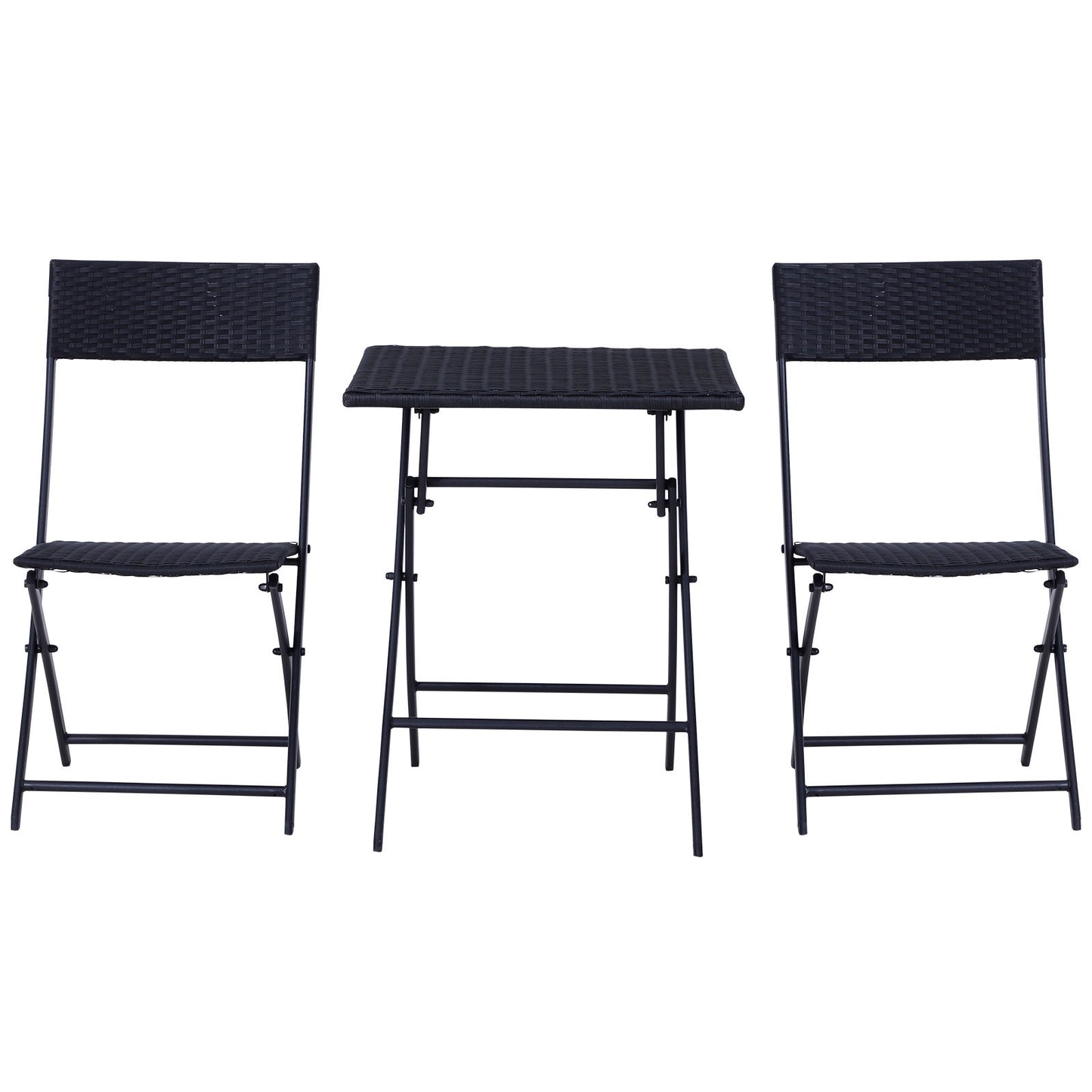 Nancy's Actun Neko Polyrattan Bistroset voor 2 personen - Zitgroep rotan tuinset zwart