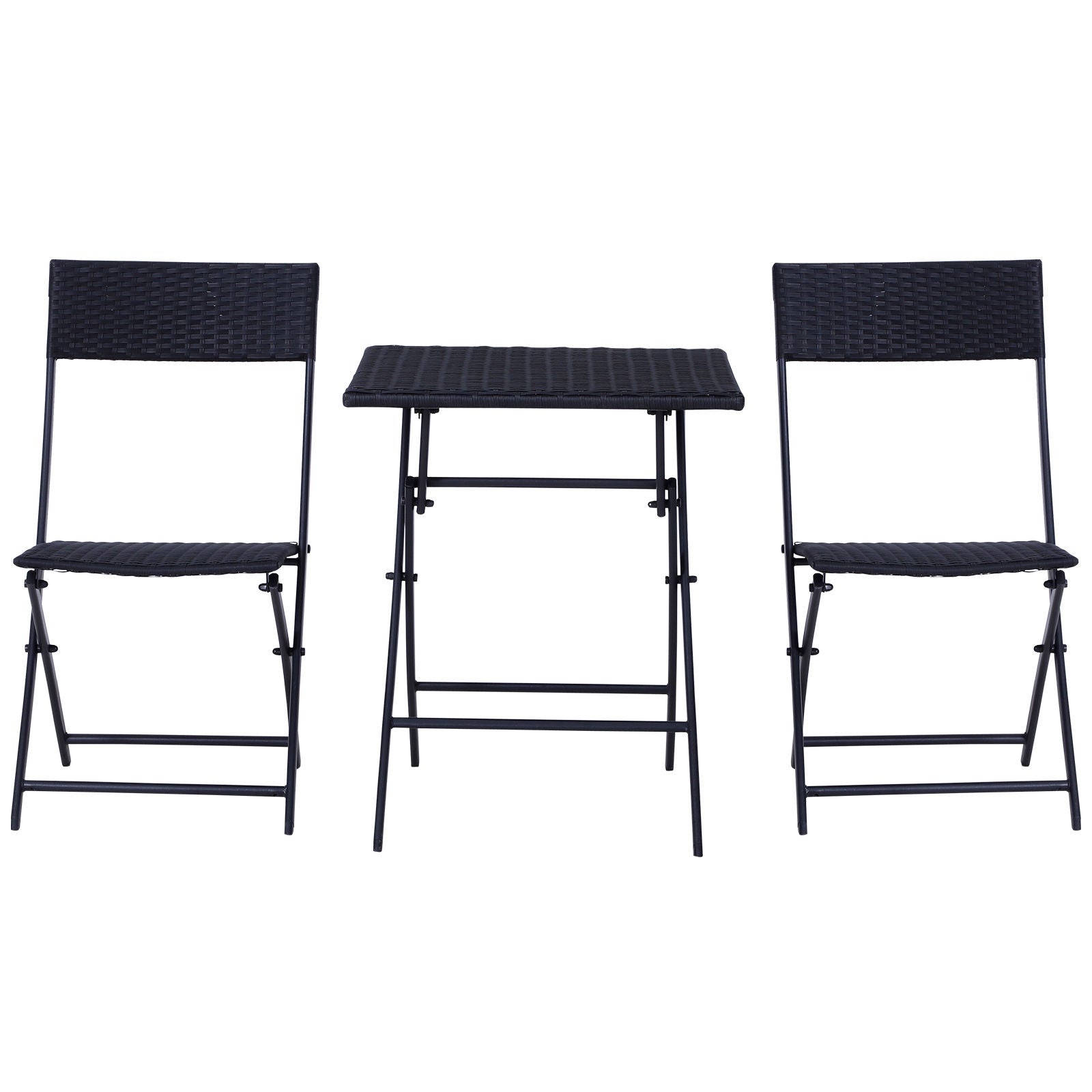 Nancy's Actun Neko Polyrattan Bistroset voor 2 personen - Zitgroep rotan tuinset zwart