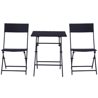 Nancy's Actun Neko Polyrattan Bistroset voor 2 personen - Zitgroep rotan tuinset zwart