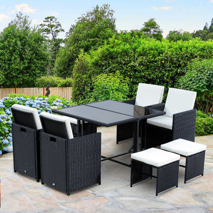 Nancy's Alexanders Polyrattan Dining Set - Zwart - Polyrattan, Polyester, Metaal - 42,91 cm x 42,91 cm x 28,34 cm