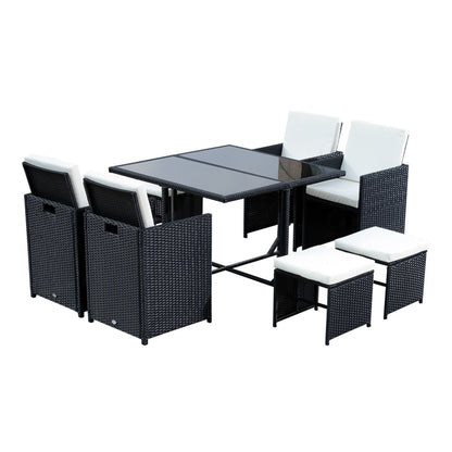 Nancy's Alexanders Polyrattan Dining Set - Zwart - Polyrattan, Polyester, Metaal - 42,91 cm x 42,91 cm x 28,34 cm