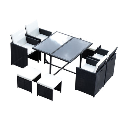 Nancy's Alexanders Polyrattan Dining Set - Zwart - Polyrattan, Polyester, Metaal - 42,91 cm x 42,91 cm x 28,34 cm