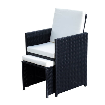 Nancy's Alexanders Polyrattan Dining Set - Zwart - Polyrattan, Polyester, Metaal - 42,91 cm x 42,91 cm x 28,34 cm