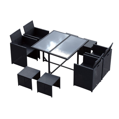 Nancy's Alexanders Polyrattan Dining Set - Zwart - Polyrattan, Polyester, Metaal - 42,91 cm x 42,91 cm x 28,34 cm