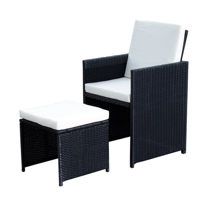 Nancy's Alexanders Polyrattan Dining Set - Zwart - Polyrattan, Polyester, Metaal - 42,91 cm x 42,91 cm x 28,34 cm