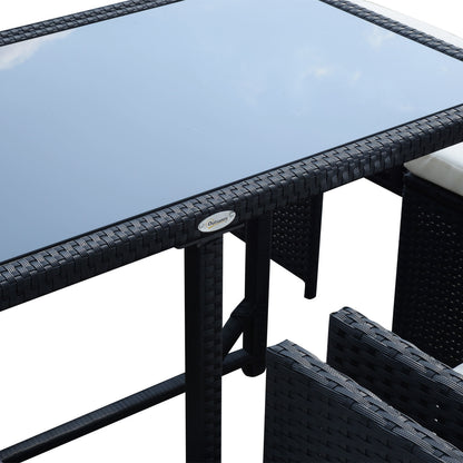 Nancy's Alexanders Polyrattan Dining Set - Zwart - Polyrattan, Polyester, Metaal - 42,91 cm x 42,91 cm x 28,34 cm