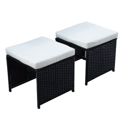 Nancy's Alexanders Polyrattan Dining Set - Zwart - Polyrattan, Polyester, Metaal - 42,91 cm x 42,91 cm x 28,34 cm