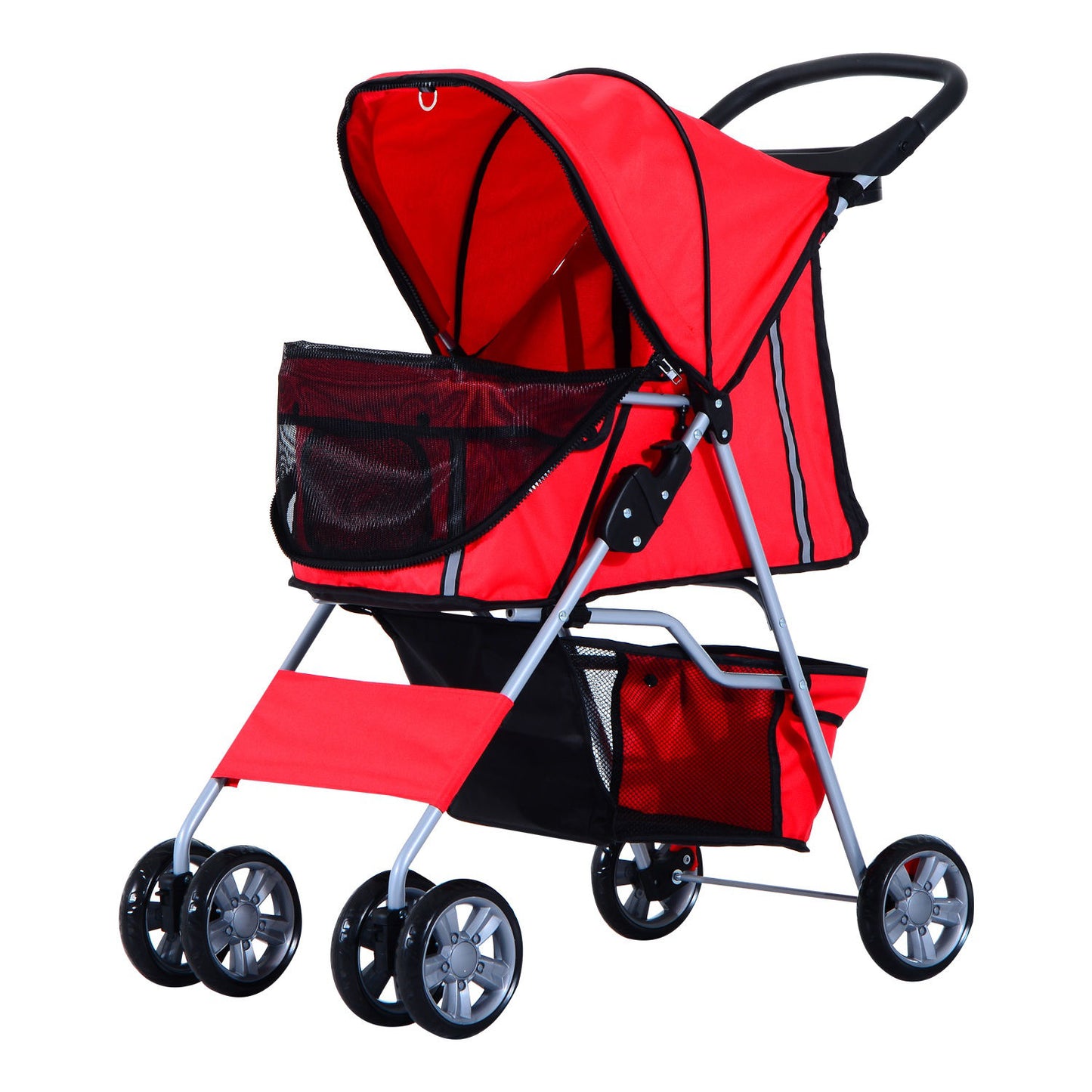 Nancy's Alta Vista Dog Cart - Foldable dog trolley with cup holder Sun canopy Red