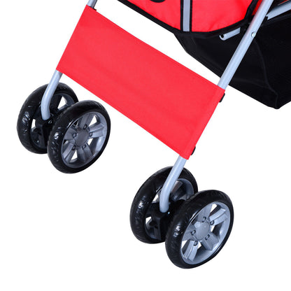 Nancy's Alta Vista Dog Cart - Foldable dog trolley with cup holder Sun canopy Red