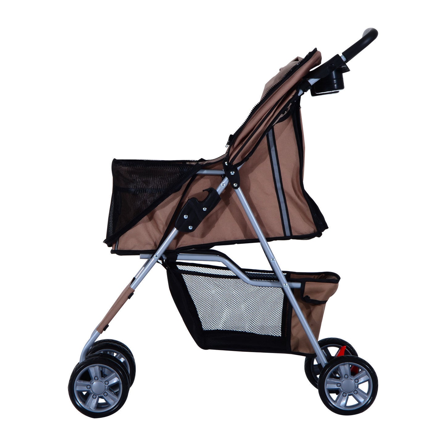 Nancy's Amber Head Opvouwbare hondentrolley met bekerhouder Zonneluifel Koffiebruin