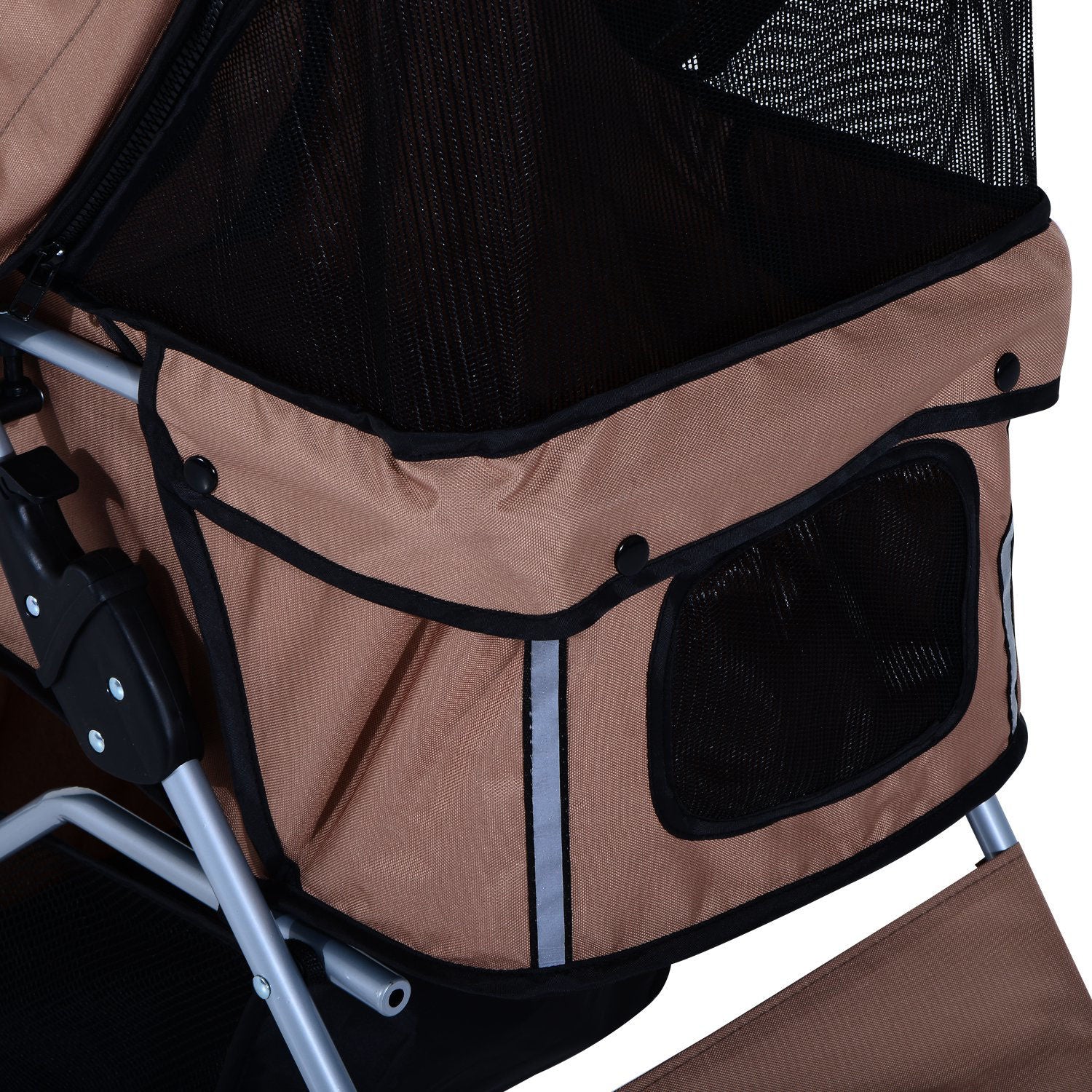 Nancy's Amber Head Opvouwbare hondentrolley met bekerhouder Zonneluifel Koffiebruin