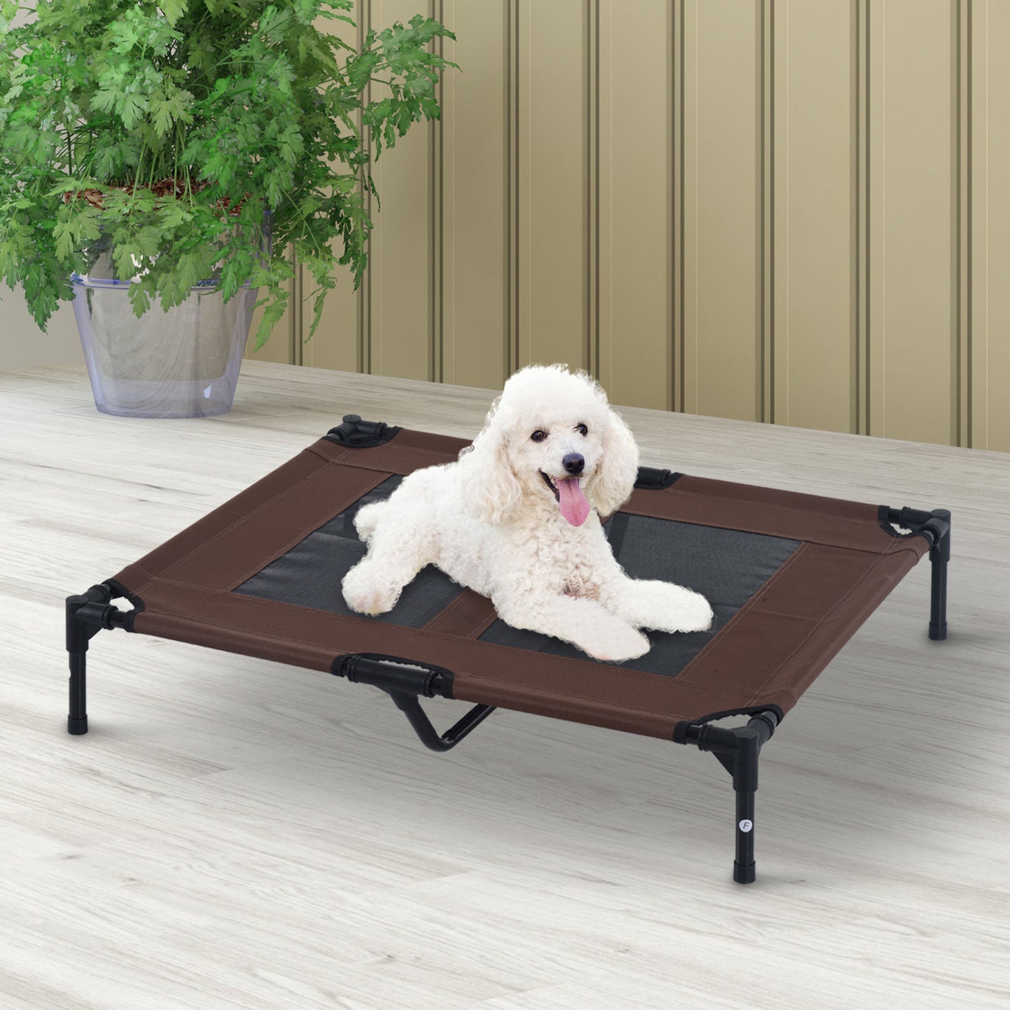 Nancy's August Dog Bed - Brown - Metal, Oxford, Fabric - 36.22 cm x 29.92 cm x 7.09 cm