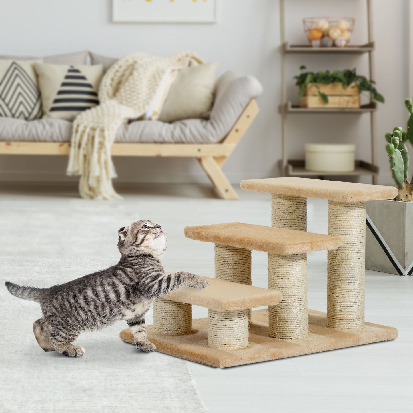 Nancy's Augustine Animal Stairs - Crème - Spaanplaat, Pluche - 17,72 cm x 13,78 cm x 13,39 cm