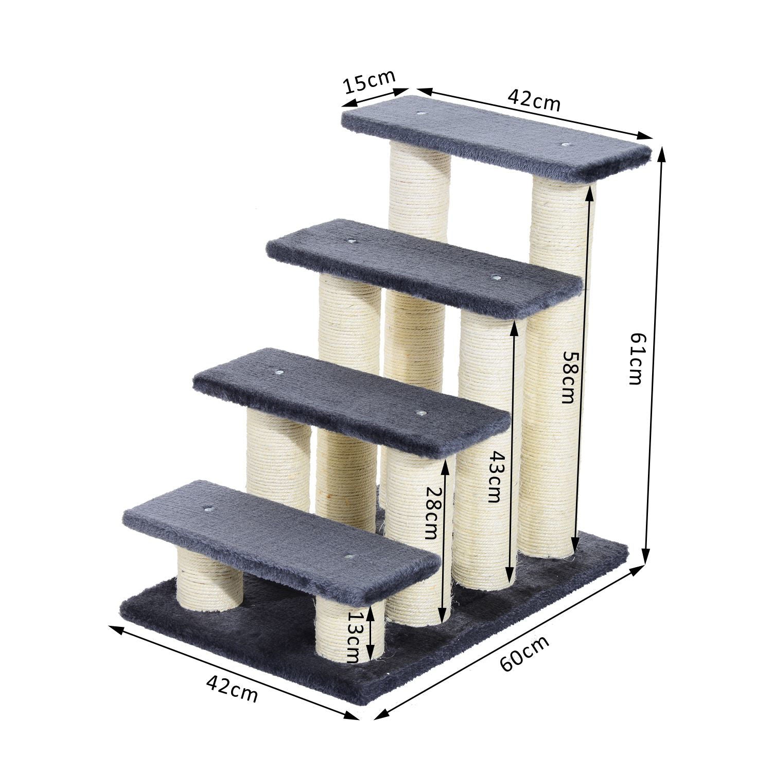 Nancy's Big Hill Dierentrap Kattentrap Hondentrap 4 treden Trap voor katten en honden Pluche