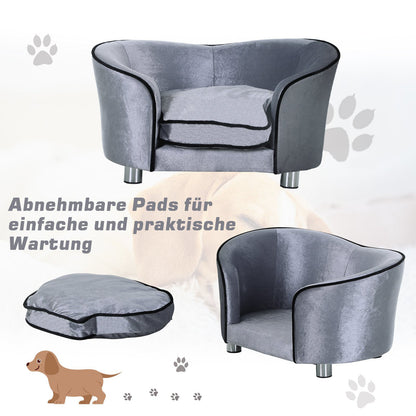 Nancy's Blumenfeld Luxury Dog Sofa, lit pour chien, panier pour chien lavable, housse en peluche, cadre en bois naturel