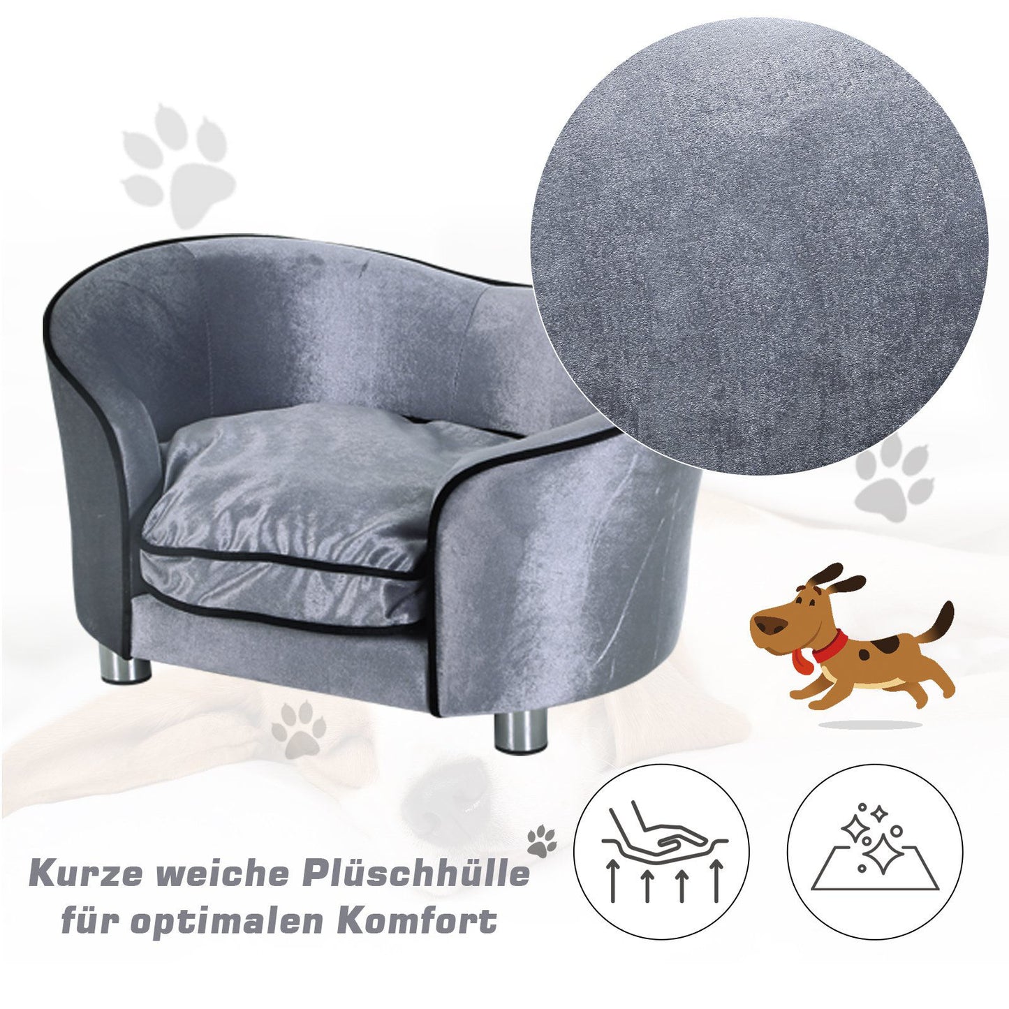 Nancy's Blumenfeld Luxe Hondensofa, hondenbed, hondenmand wasbaar, pluche hoes, natuurlijk houten frame