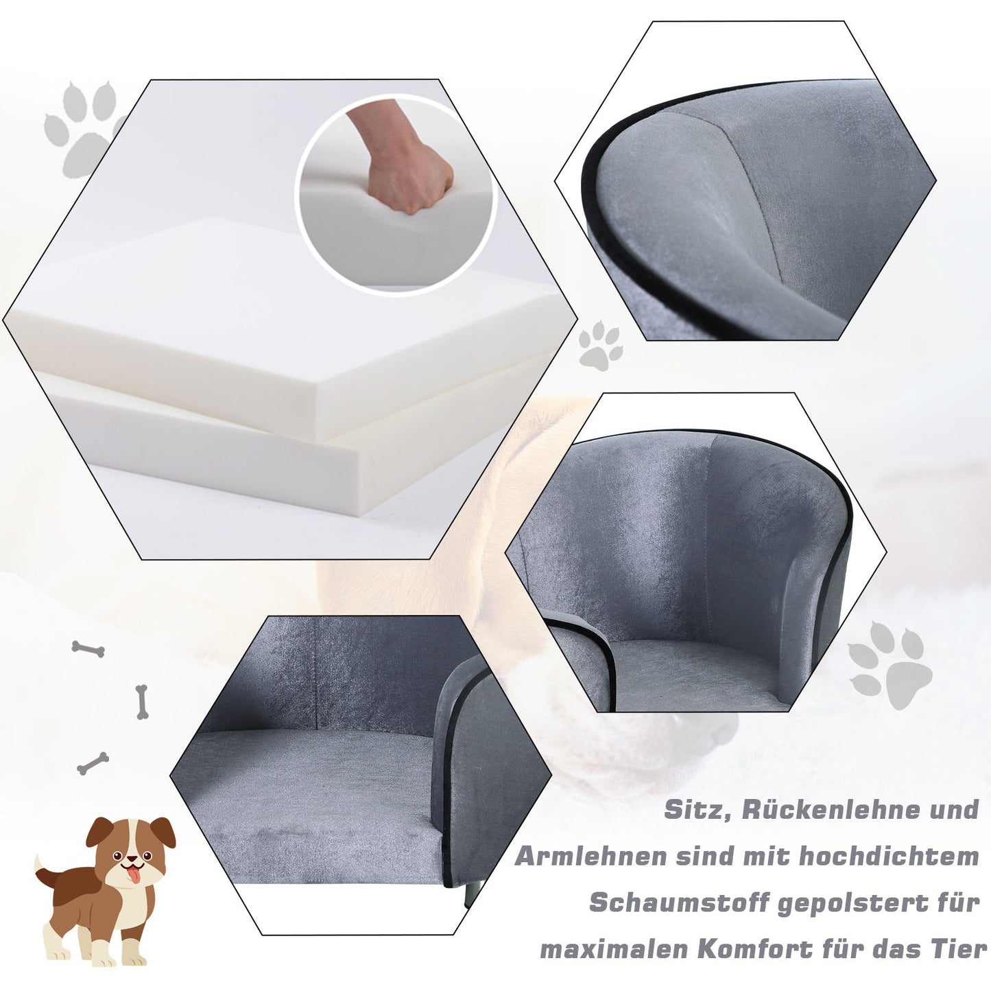 Nancy's Blumenfeld Luxe Hondensofa, hondenbed, hondenmand wasbaar, pluche hoes, natuurlijk houten frame