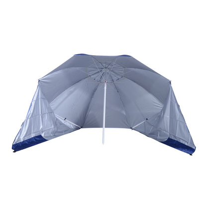 Nancy's Bracilete Parasol Met Parasolstok - Zonnescherm -  Blauw, Wit - Ø 210 cm