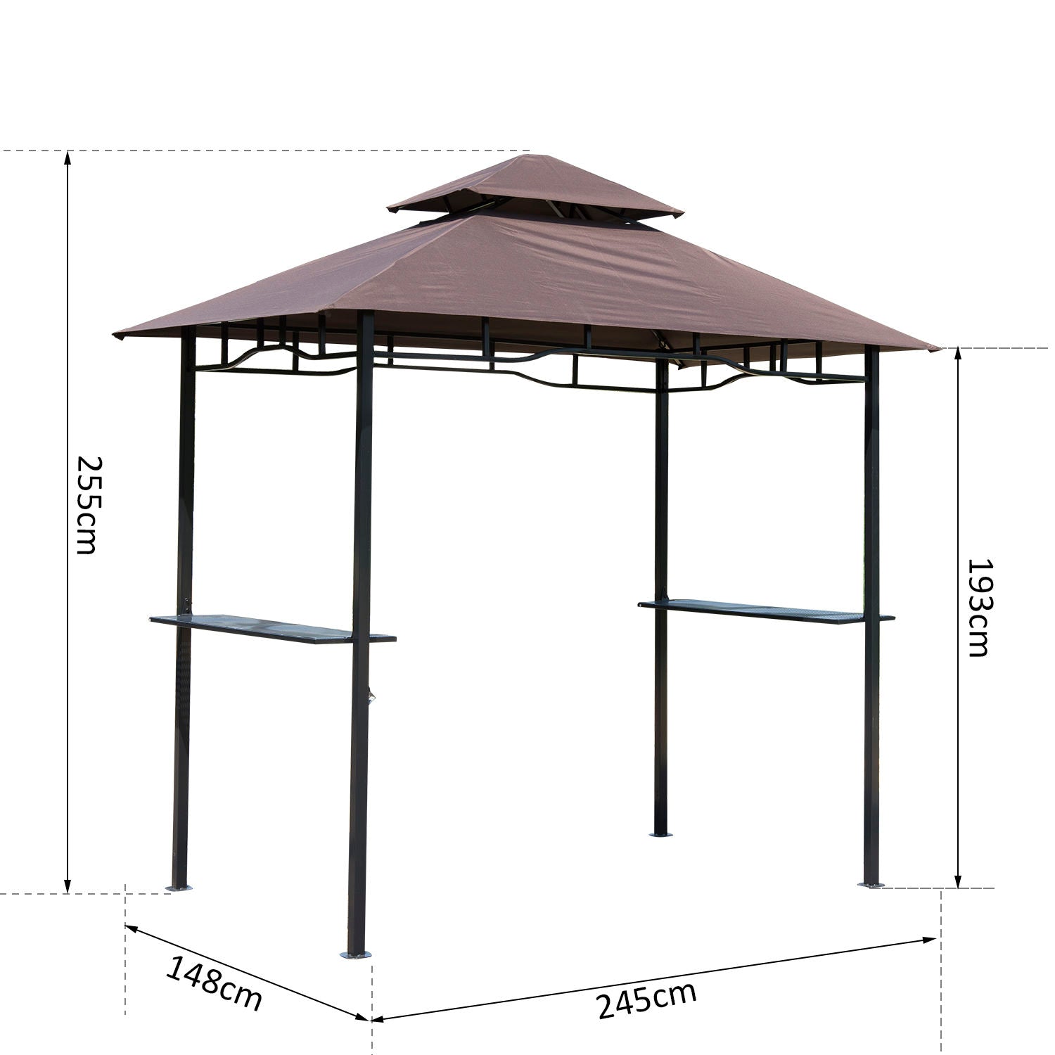 Nancy's Camelote Grill Paviljoen -Partytent - Barbecuepaviljoen - Pergola - Bruin, Zwart - ± 250 x 150 cm