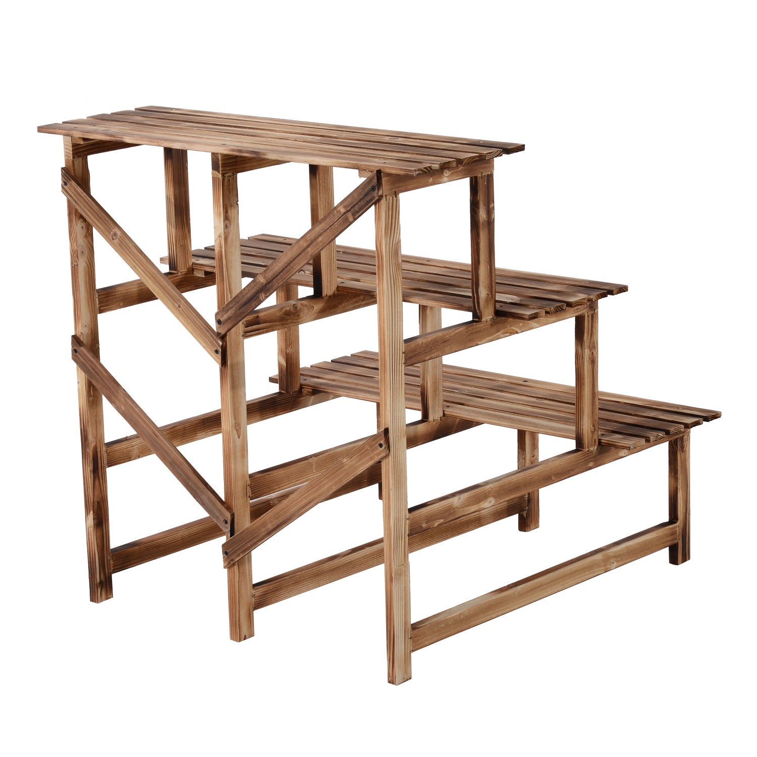 Nancy's Camp Two Plant Stairs - Bruin - Firwood - 31,49 cm x 31,49 cm x 31,49 cm
