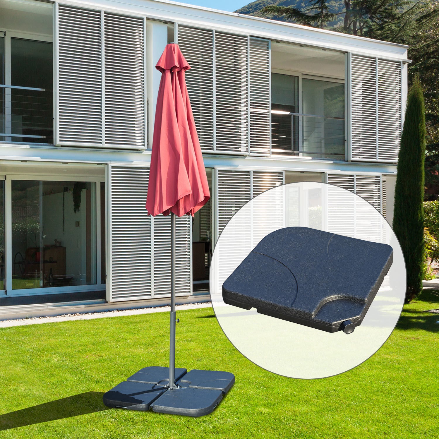 Nancy's Cay Chapel Parasol Parasolstandaard - Zwart - Hdpe, Metaal - 19,69 cm x 19,69 cm x 2.952 cm