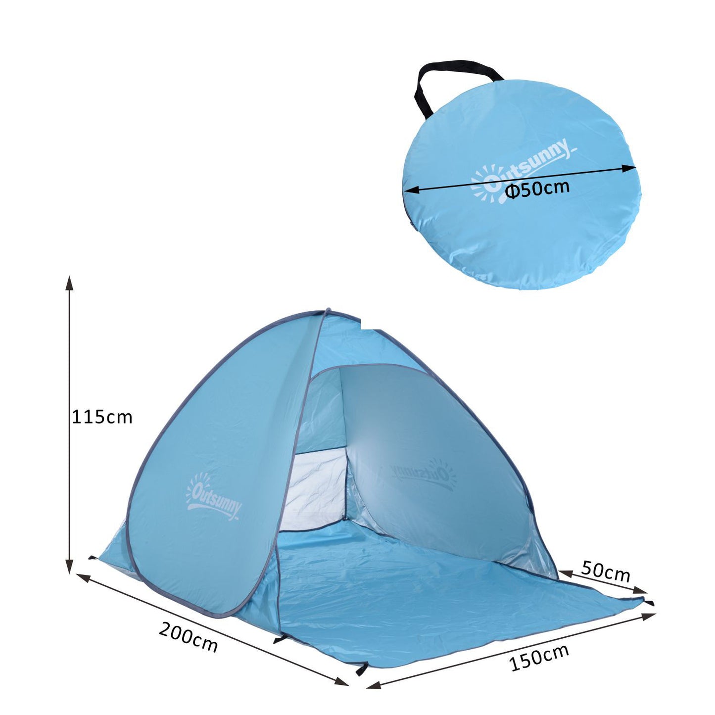 Nancy's Cedar Bank Camping Tent - Beach Tent - Blue - ± 200 x 150 x 120 cm
