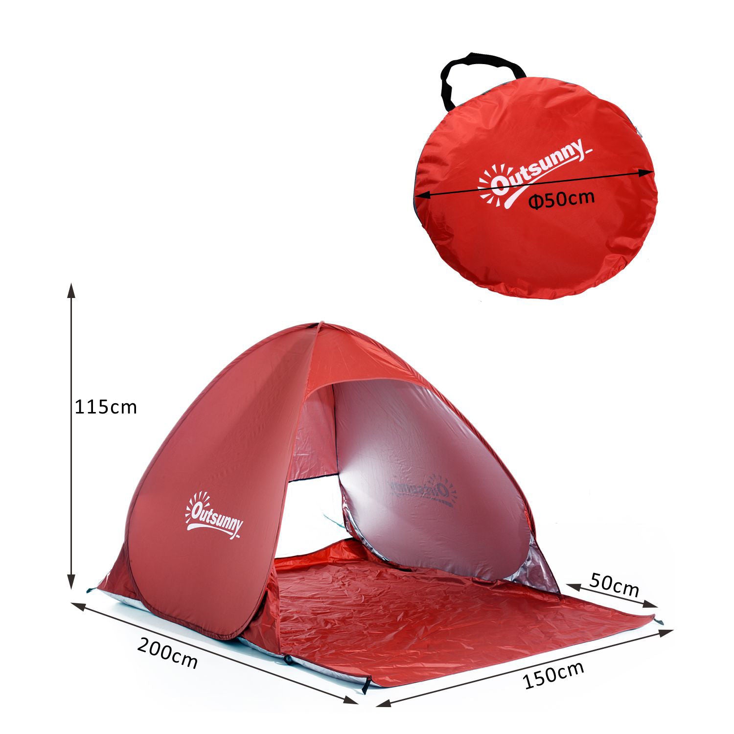 Nancy's Cedar Bank Kampeertent - Strandtent - Rood - ± 200 x 150 x 120 cm